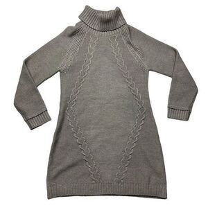Eliza J Women's Large‎ Gray Cable Knit Turtleneck Sweater Dress Knee Length